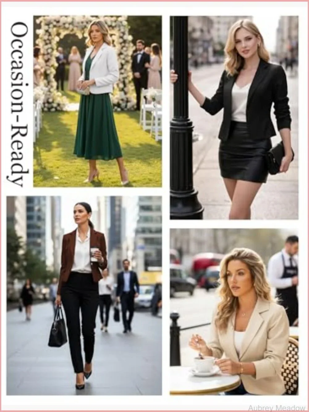 Cropped Blazer - Lightweight Fully Lined Long Sleeve Notch Lapel Business